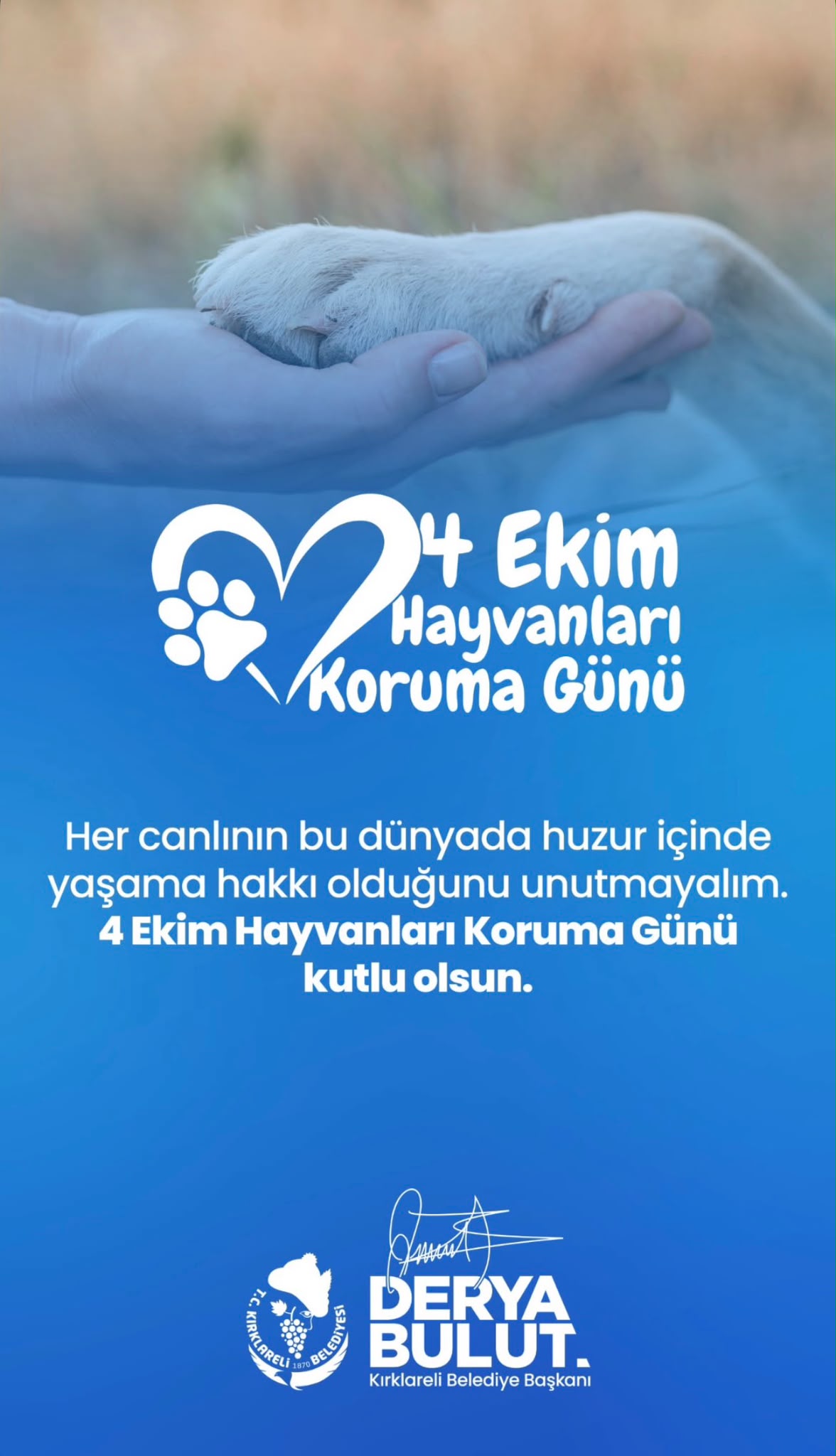 Genel duyuru 4 Ekim Hayvanları Koruma Günü Kutlu Olsun 04.10.2026