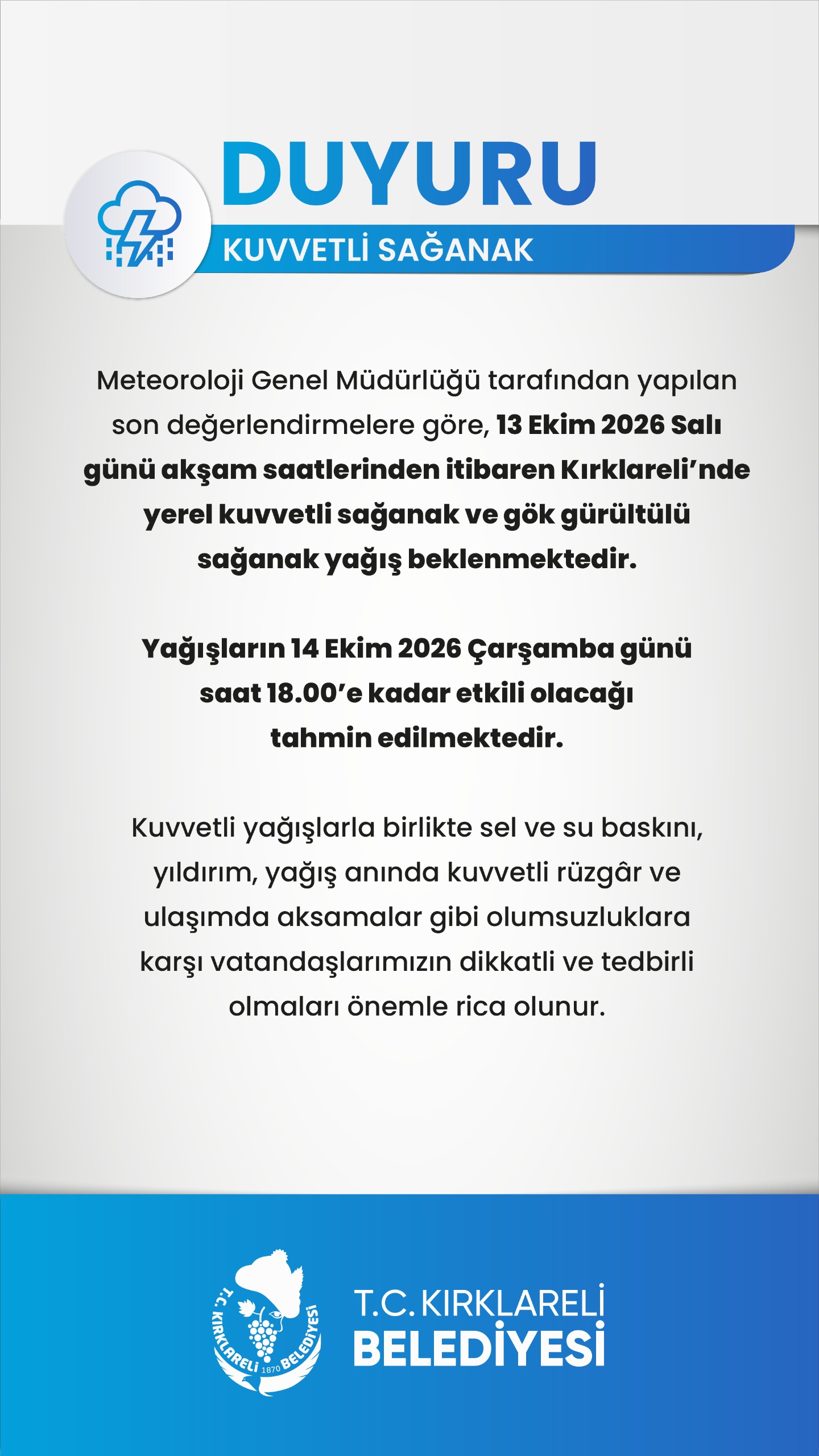HAVA MUHALEFETİ DUYURUSU