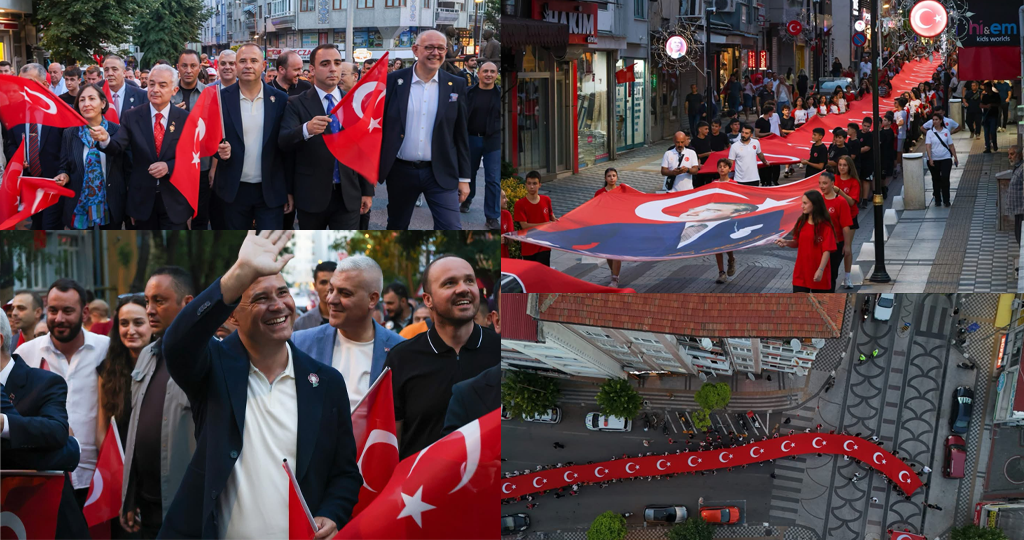 Demokrasi ve Milli Birlik Yürüyüşü’ne Valimiz Sayın Uğur Turan, kıymetli eşi Nihal Turan Hanımefendi, değerli il protokolümüz ve sevgili hemşehrilerimizle birlikte, büyük bir coşkuyla katıldık